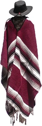 Miniatura 5 de Sharpshooter Clint Eastwood Western Black Cowboy Hat & Burgandy Poncho Set