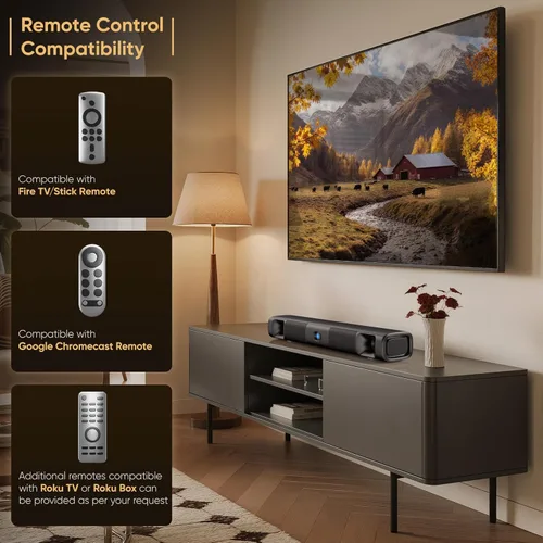 Miniatura 11 de Saiyin Barra de sonido para Smart TV, barra de sonido Bluetooth 5.3 de 60 W con controladores de graves duales y voz clara, sistema de sonido