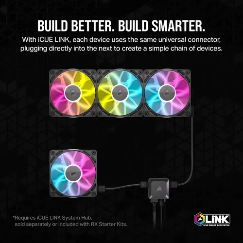Miniatura 4 de CORSAIR iCUE Link RX120 RGB Ventilador PWM de 120 mm - Rodamiento de cúpula magnética - Ventilador individual - Negro
