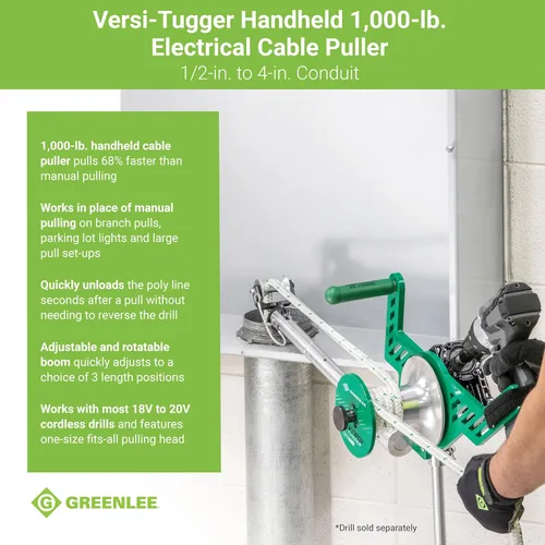 Miniatura 3 de Greenlee G1 Versi-Tugger - Extractor de cable eléctrico de mano, 1,000 libras, 1/2" - 4