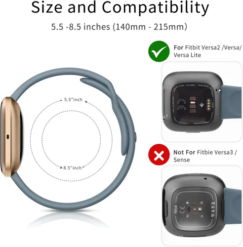 Miniatura 2 de AK Bandas de silicona compatibles con Fitbit Versa 2, correas clásicas suaves de repuesto para mujeres y hombres (azul gris)