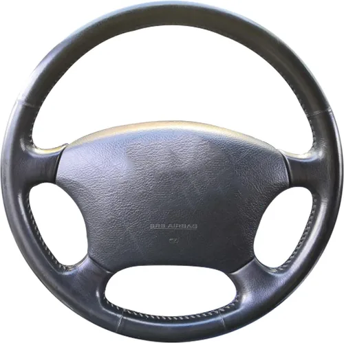 Cubierta de cuero negro del volante del coche para Toyota Land Cruiser Prado 120e DIY mano-cosido cubiertas del volante del coche
