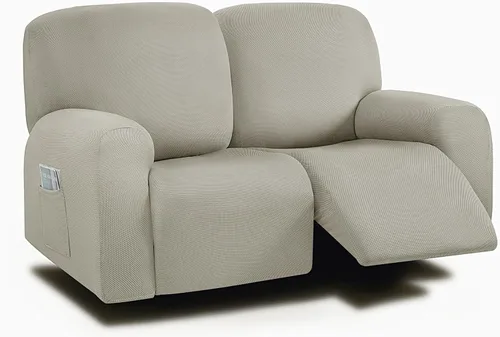 Miniatura 24 de ULTICOR Fundas para Sofá Reclinable de 8 Piezas, Fundas Elásticas de Hilo Teñido para Sofá Reclinable de 3 Cojines, Fundas Deslizables para Sofá