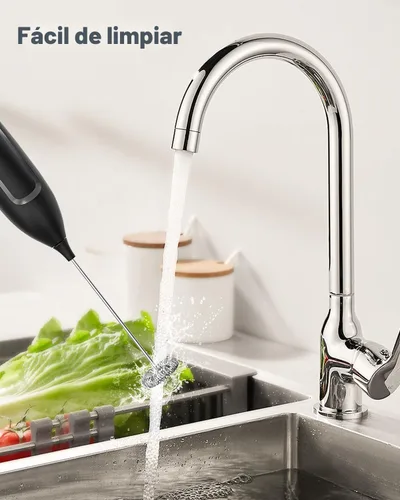 Miniatura 5 de Espumador de leche de mano con batería, espumador eléctrico con varilla de espuma, mezclador de bebidas con batidor de acero inoxidable para café