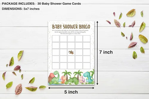 Miniatura 2 de Juegos de baby shower para niños y niñas, juego de bingo de dinosaurio para baby shower, decoración de fiestas de revelación de género, tarjetas