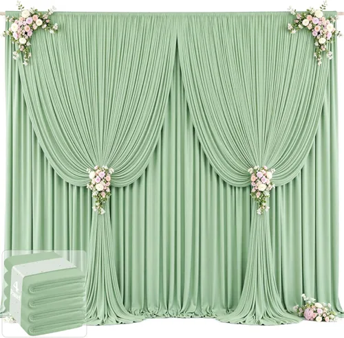 Miniatura 15 de 20 pies x 12 pies Cortinas de Telón de Fondo Azul Bebé Sin Arrugas para Bodas y Fiestas, Telón de Fondo de Tela Azul, Cortinas para Bodas