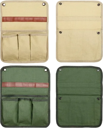 PATIKIL Organizador de reposabrazos para silla, paquete de 2 sillas plegables para exteriores, reposabrazos, revistas laterales, bolsa de