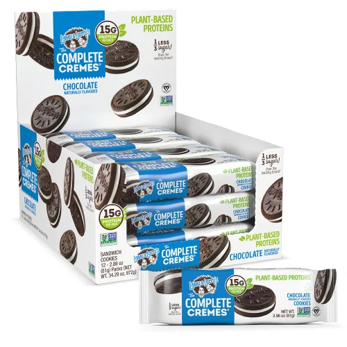 Lenny & Larry's The Complete Cremes®, galletas sándwich, chocolate, veganas, 0.18 onzas de proteína vegetal, 6 galletas por paquete (caja de 12)