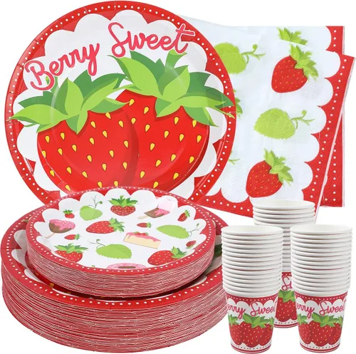 Miniatura 12 de Suministros de fiesta de leche y galletas - Sirve 24. Cenas, platos de postre, tazas, servilletas. Decoraciones de cumpleaños de galletas