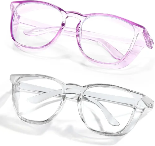 Miniatura 23 de Elegantes gafas de seguridad para mujeres y niñas, gafas anti-vaho, gafas protectoras, gafas transparentes Azul + rosa