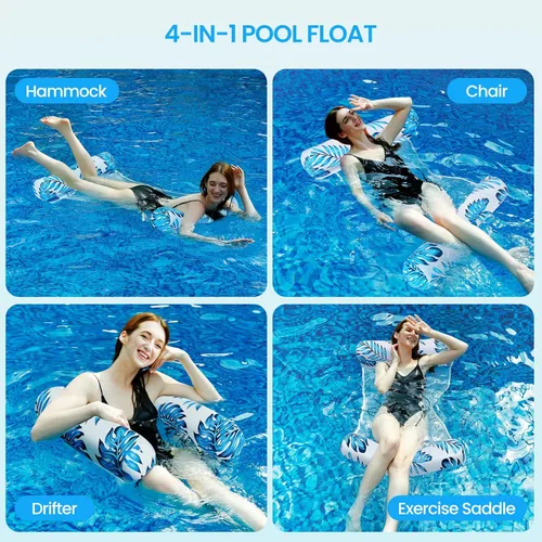 Miniatura 2 de 3/5/8 Pack Pool Hammock Upgrated Water Pool Floats, 4-in-1 (Hammock, Saddle, Lounge Chair, Drifter) Multi-Purpose Water Pool Float, Non-Stick PVC