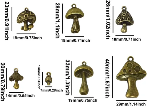Miniatura 2 de Honbay 42 dijes de aleación de hongos, bonitos hallazgos de joyería para aretes, collares, pulseras, llaveros y manualidades (7 estilos), aleación