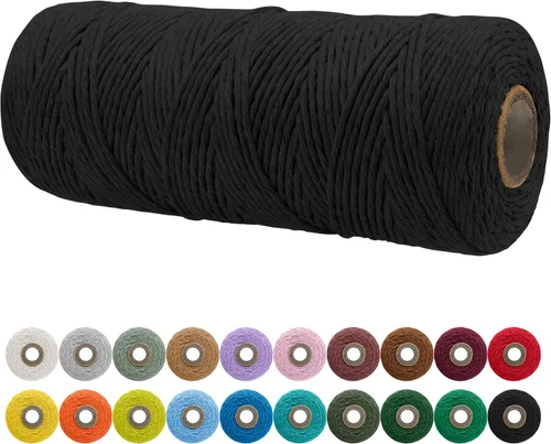 Miniatura 26 de JeogYong Cordón de macramé de un solo hilo 2mm x 164 yardas (492 pies) Cuerda de algodón suave, hilo de macramé 2 mm, suministros de macramé