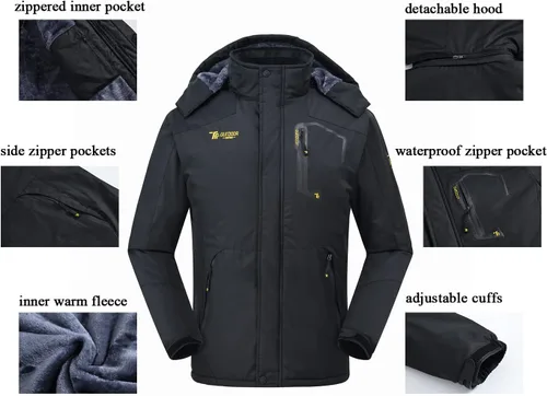 Miniatura 7 de JINSHI - Chaqueta de esquí para hombre, tejido polar, impermeable, rompevientos, M