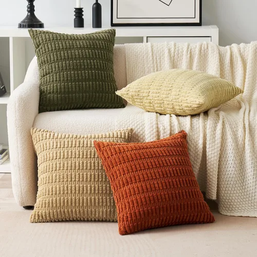 Miniatura 5 de MIULEE Juego de 4 fundas de almohada decorativas de pana estilo bohemio de primavera de 18 x 18 pulgadas para sofá, sala de estar, sofá y cama