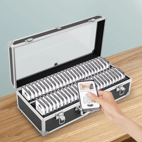 Miniatura 3 de Caja de almacenamiento de monedas para 50 soportes de monedas de losa, soportes de losa de monedas, estuche de almacenamiento de monedas, caja