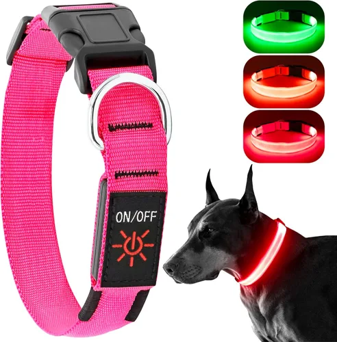 Miniatura 11 de Collar de perro KOSKILL LED - Ajustable, recargable, impermeable, brilla en la oscuridad para perros medianos y grandes Verde