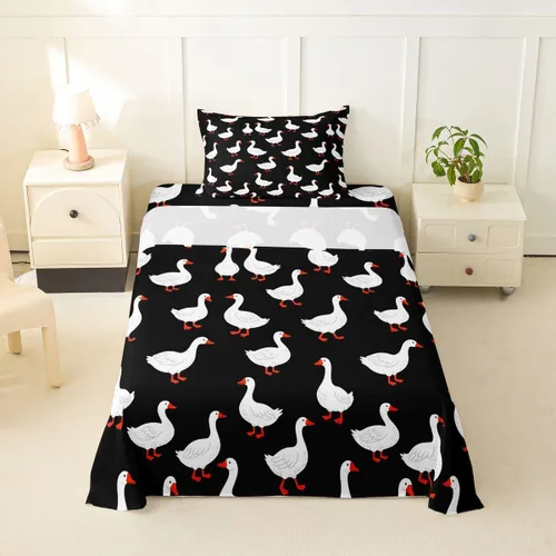 Miniatura 22 de Erosebridal Juego de sábanas para niños y niñas, diseño de pato amarillo, diseño de patos de dibujos animados, juego de ropa de cama de granja
