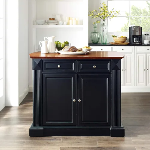 Miniatura 12 de Crosley Furniture Isla de cocina Drop Leaf/Barra de desayuno, negro