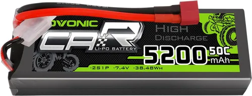 OVONIC Batería Lipo 2S 50C 5200mAh 7.4V Lipo con conector T estilo Dean para 1/8 1/10 RC coche, camión, barco vehículos