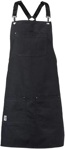 Miniatura 9 de Mercer Culinary Metro Edge Renegade - Delantal con peto, color negro y correas de cuero marrón