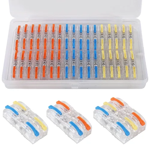 Miniatura 7 de 50 conectores de cable de palanca, conductores SPL-1, conectores compactos, conectores de palanca, tuercas, terminales eléctricos para cable blando