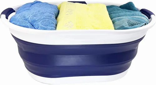 Miniatura 3 de SAMMART Cesta de plástico plegable para ropa sucia de 44 litros (11.6 galones) - Contenedor/organizador plegable - Tina de lavado portátil