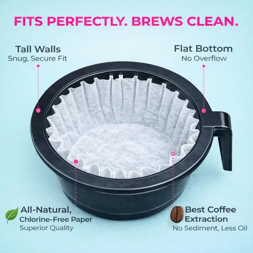 Miniatura 9 de Filtros de café grandes de Katy – Filtros de café comerciales para 12 tazas (24.1 cm x 11.4 cm) Papel premium y extracción de preparación, altos