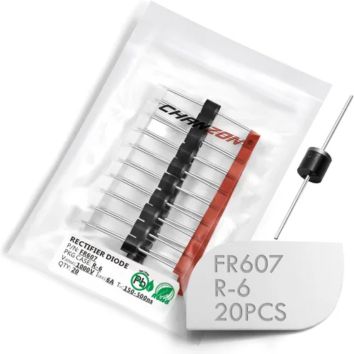 Chanzon FR607 Diodo Rectificador de Recuperación Rápida 6A 1000V 150-500ns R-6 Axial 6 Amp 1000 Voltios Diodos Electrónicos