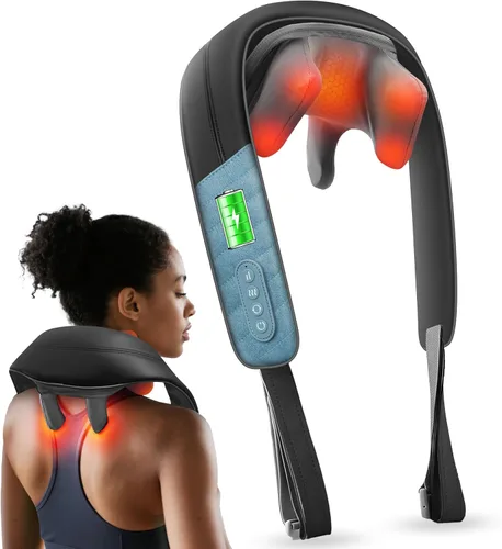 COMFIER FSA Elegible Masajeador Shiatsu de Cuello con Calor para Tejido Profundo, Masajeador Eléctrico de Hombros y Espalda para Alivio del Dolor,