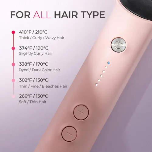 Miniatura 7 de TYMO Ring - Cepillo alisador de cabello con peine integrado, calentamiento rápido de 20 segundos, 5 ajustes de temperatura y antiquemaduras, Rosa