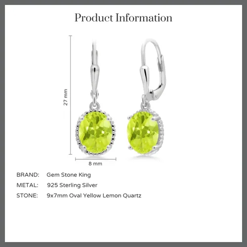 Miniatura 51 de Gem Stone King Aretes colgantes de gota para mujer, plata de ley 925, piedra natal ovalada de 0.354 x 0.276 in, joyería fina, regalos para ella