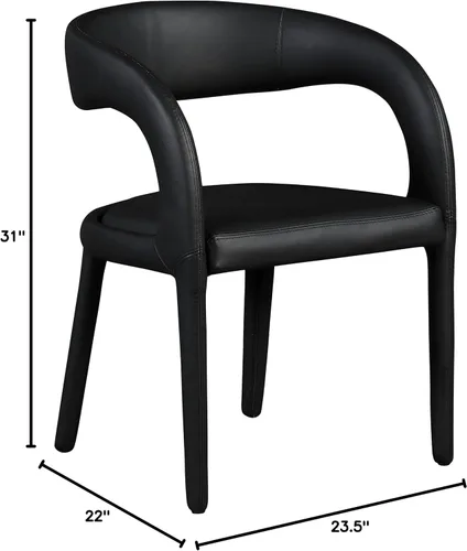 Miniatura 3 de Meridian Furniture 987Black-C Sylvester Collection Modern Silla de comedor tapizada de cuero vegano contemporáneo con respaldo redondeado, 23.5
