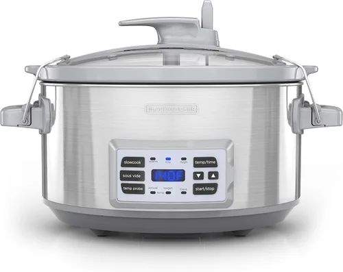 Miniatura 2 de Black + Decker Olla de cocción lenta digital de 6.6 L, SCD7007SSD, sonda de temperatura, Sous-Vide, tapa con bloqueo, olla de cerámica extraíble