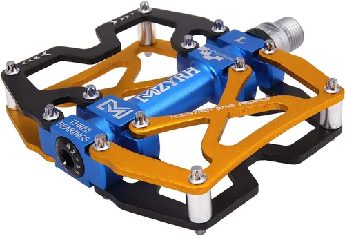 Miniatura 3 de Mzyrh - Pedales de bicicleta de montaña, ultra fuertes, coloridos, mecanizados CNC, de 9/16 pulgadas, ciclismo sellado con 3 rodamientos Rodamientos