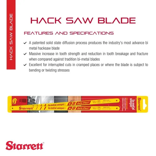 Miniatura 2 de Starrett Hoja de sierra de mano HSS Safe-Flex única bimetálica, ideal para contratistas y comerciantes, 12 pulgadas de largo, 1/2 pulgadas de ancho