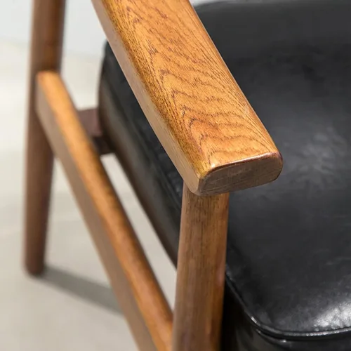 Miniatura 4 de sillas de comedor Solid Wood Dining Chair Leisure Armrest Backrest Upholstered Office Modern Kitchen(Gris)