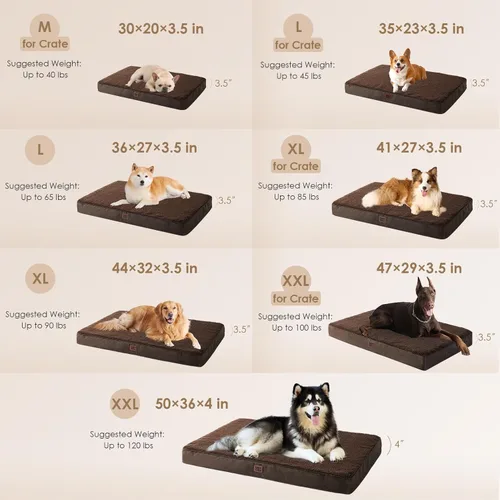 Miniatura 3 de EHEYCIGA Camas ortopédicas XL para perros extra grandes con funda extraíble lavable, marrón, 44 x 32 pulgadas