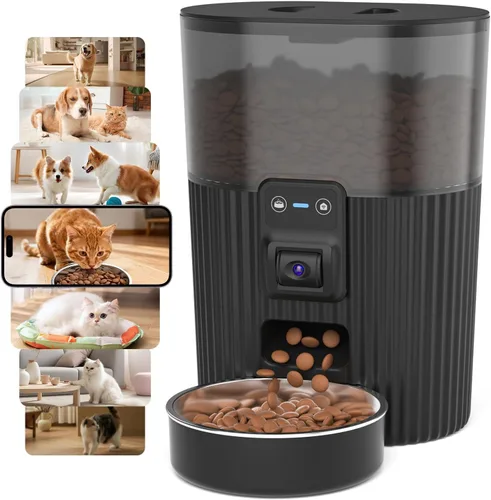 Miniatura 11 de PAPIFEED Comedero automático para gatos con aplicación, dispensador de comida para gatos WiFi de 2.4 G, alimentador lento de 3 litros para alimentos