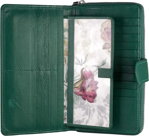 Miniatura 15 de Cartera grande de piel para mujer con bloqueo de identificación por radiofrecuencia