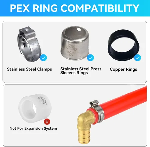 Miniatura 5 de Paquete de 10 codos reductores PEX, latón de 3/4 x 1/2 pulgadas, 90 grados, certificado ASTM F1807