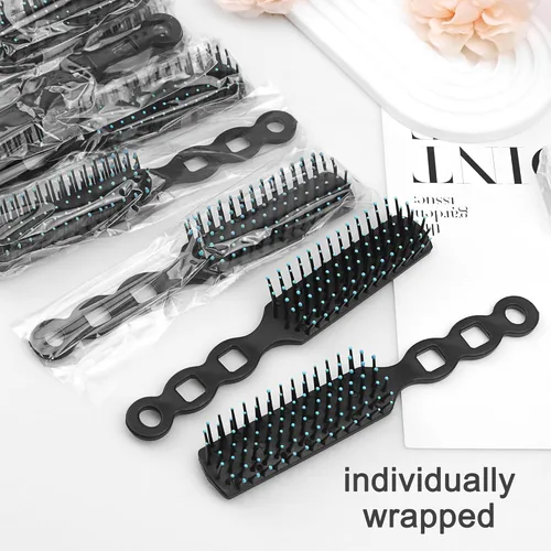 Miniatura 5 de Cepillos de pelo a granel para personas sin hogar, paquete de 12 cepillos de pelo a granel para cabello rizado, ondulado, secado de pelo, Negro