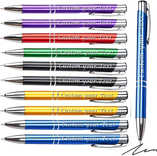 Miniatura 8 de AOK 50PACK Bolígrafos personalizados Tinta negra personalizada - Bolígrafos de nombre metálicos - Grabados por láser con su texto o mensaje (negro)