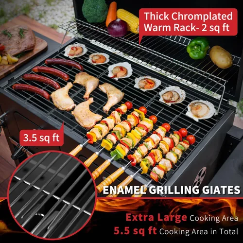 Miniatura 7 de Kendane Parrilla de carbón para barbacoa al aire libre, área de cocina extra grande de 794 pulgadas cuadradas con dos bandejas de carbón