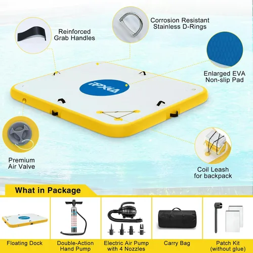 Miniatura 5 de Inflatable Dock- Floating Docks for Lakes 10ft 6ft 8ft 5ft, Inflatable Water Mat Island Float Blow Up Platform for River, Pool, Ocean