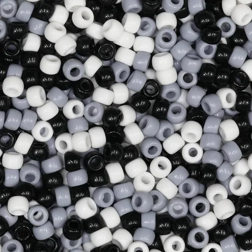 Miniatura 9 de 1000 cuentas de pony negras de 0.236 x 0.32 pulgadas para pulseras, trenzas de pelo y manualidades de bricolaje, solo para uso en manualidades