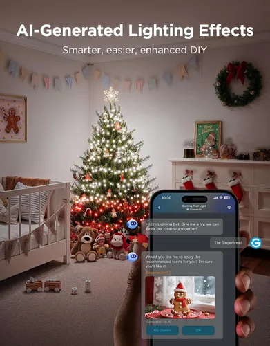 Miniatura 6 de Govee Cadena de luces brillantes de Navidad de 99 pies, cadena de luces RGBWIC con 375 LED de cabeza de bala, controlada por aplicación, más de 140