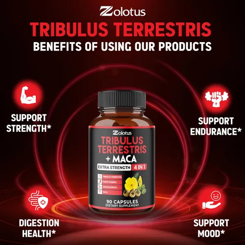 Miniatura 5 de Zolotus Cápsulas Premium de Tribulus Terrestris - Combinadas con Ashwagandha, Panax Ginseng y Maca - 90 Unidades para 3 Meses