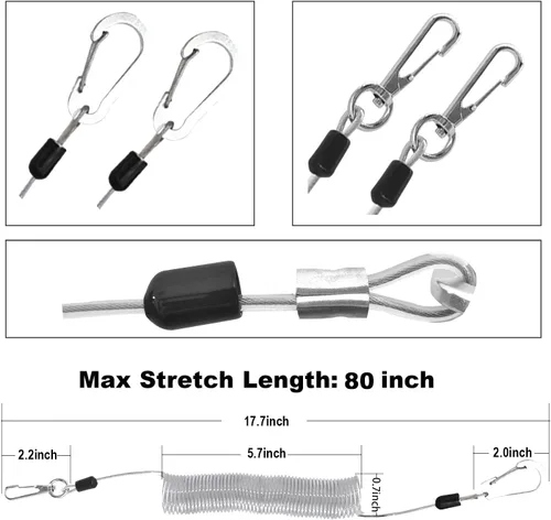 Miniatura 4 de Fishing Lanyard, Heavy Duty Coiled Lanyards Stainless Steel Wire Inside, Safety Rope Extension Cord Tether Retractable Fishing Accessories for Rods