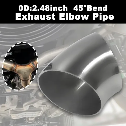 Miniatura 2 de Tubo de codo de escape de 2.5 pulgadas de diámetro exterior de 45 grados (codo doblado de mandril) SS304 de acero inoxidable apto para codo